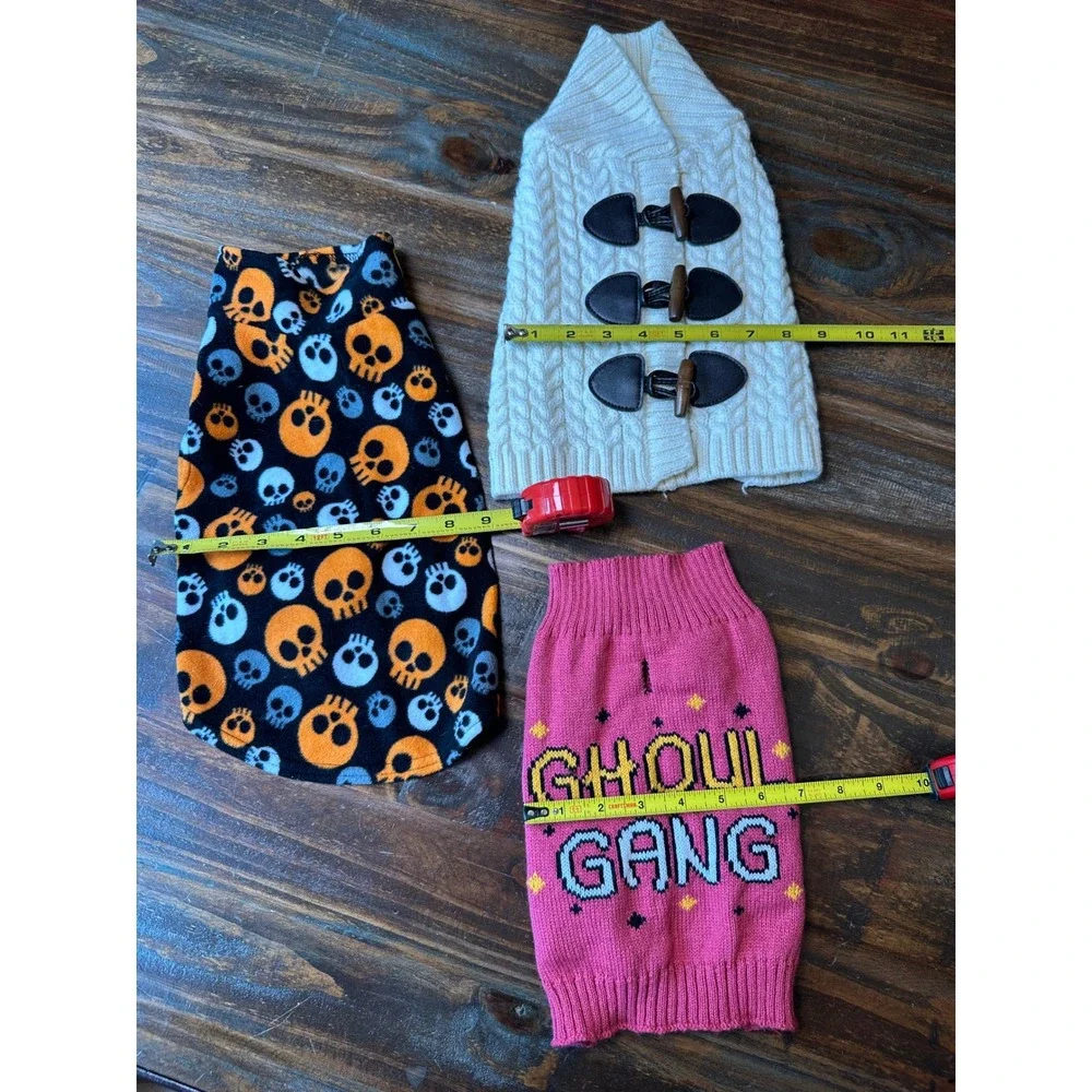 Simply‎ Wag Halloween Dog Sweater Bundle Skulls Ghoul Gang Toggle Cardigan 3pc